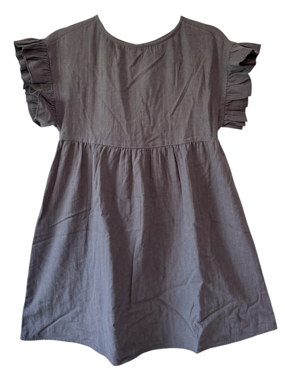 Billabong Ruffle Sleeve Popover Mini Babydoll Dress Grey Size XS